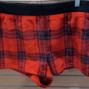 Victoria's Secret Pink Woman Buffalo Check Fleece Shorts Size Large